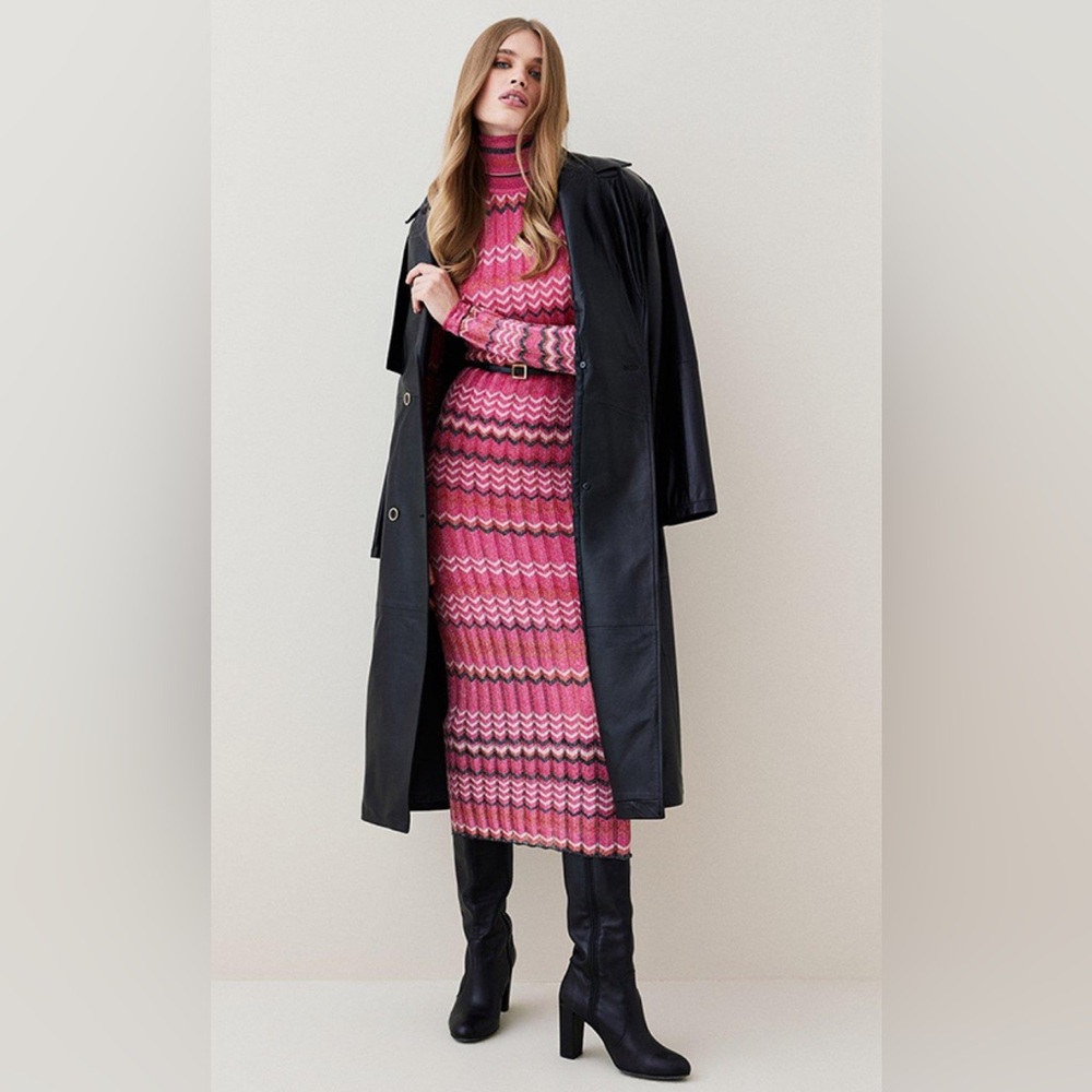 Karen Millen Pink Turtleneck Knit Dress